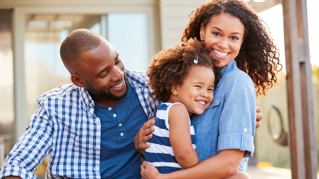 Happy family covered by 10 year term insurance