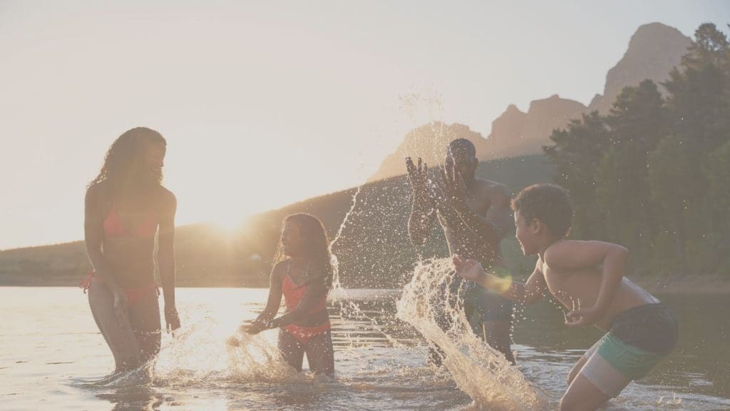 Young Canadian family secure with a 30 year term life insurance policy while on vacation.