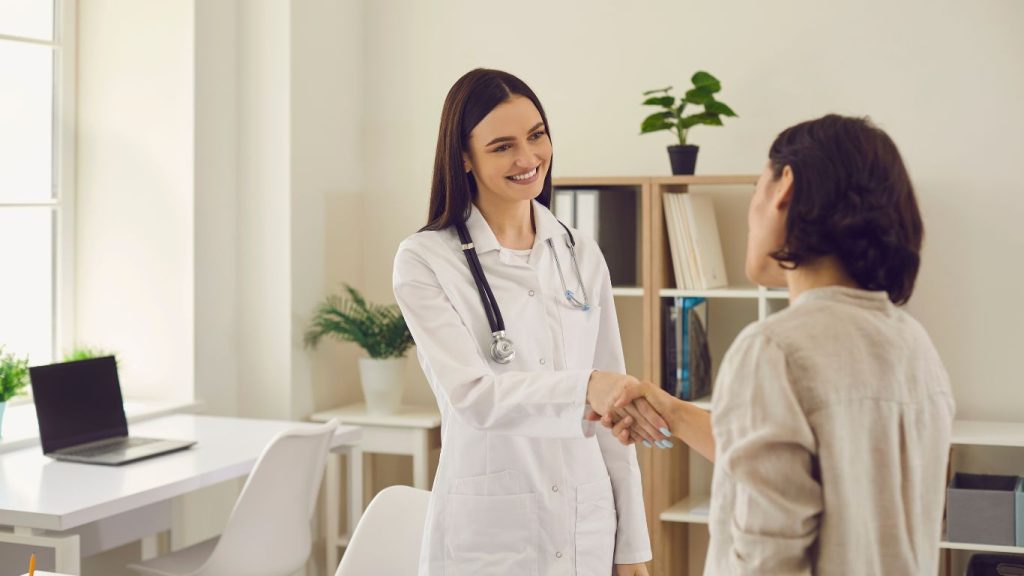 A Canadian woman completing a basic medical exam required for a 20 year term life insurance policy