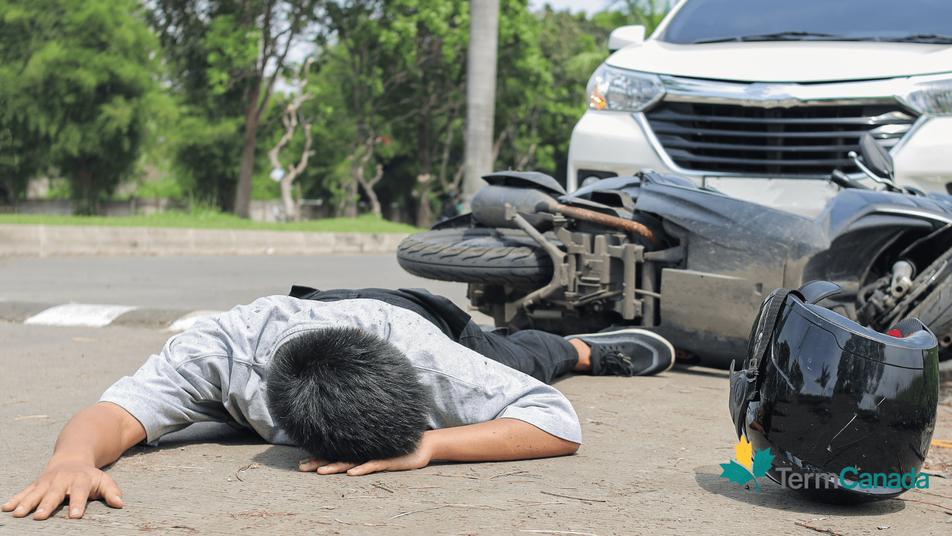 Motorcycle rider on a Canadian highway — AD&D insurance covers accidental death and dismemberment